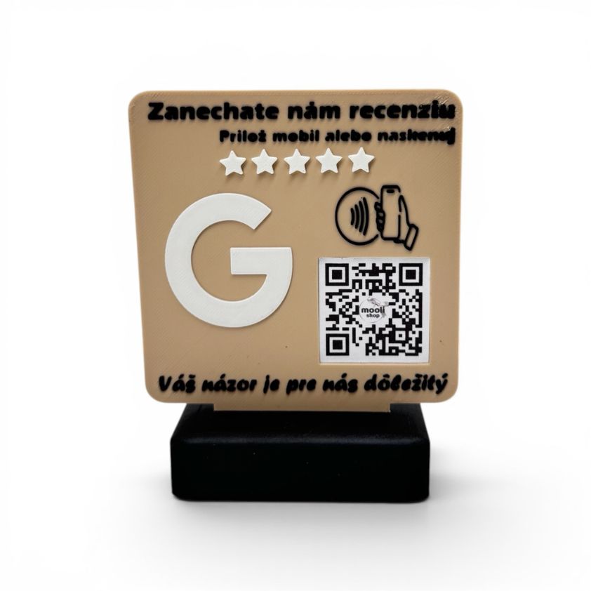 NFC stojan na Google recenzie na recepcii